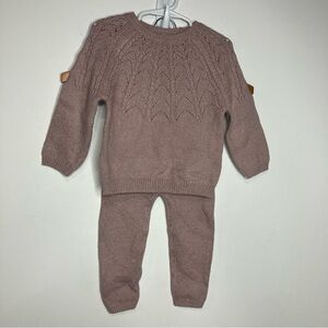 Old Navy Pointelle-knit sweater‎ set dusty rose baby size 18-24 mo